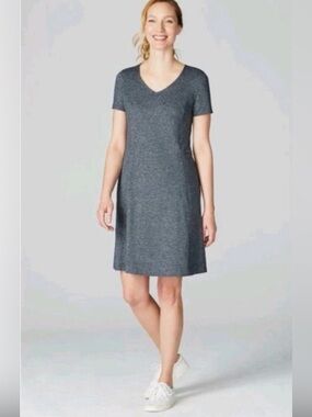 J. Jill Fit Marled V-Neck Dress in a charcoal gray heather - size Small